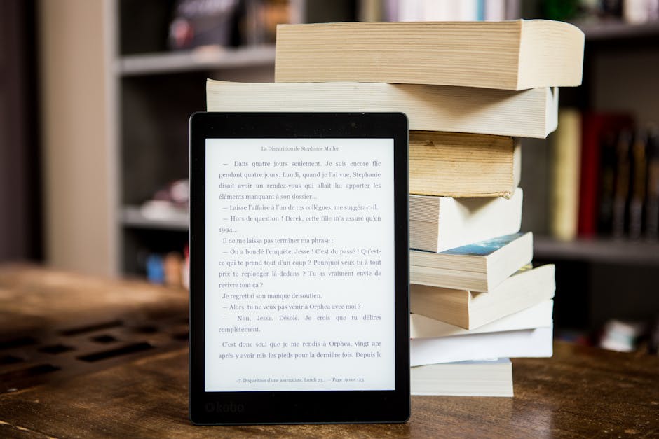 Empty bookstore shelves contrasted with digital devices showing unlimited ebook libraries