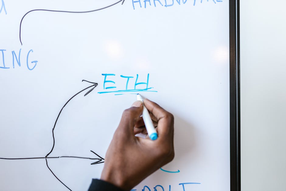 A hand-drawn mind map sprawling across a whiteboard, connecting concepts from philosophy to economics to technology, diverse and organic, warm ambient lighting