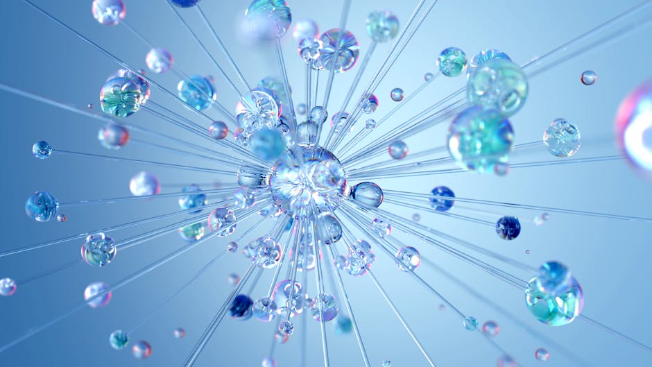 Network diagram showing DNS traffic being routed through encrypted resolver, abstract visualization with glowing nodes